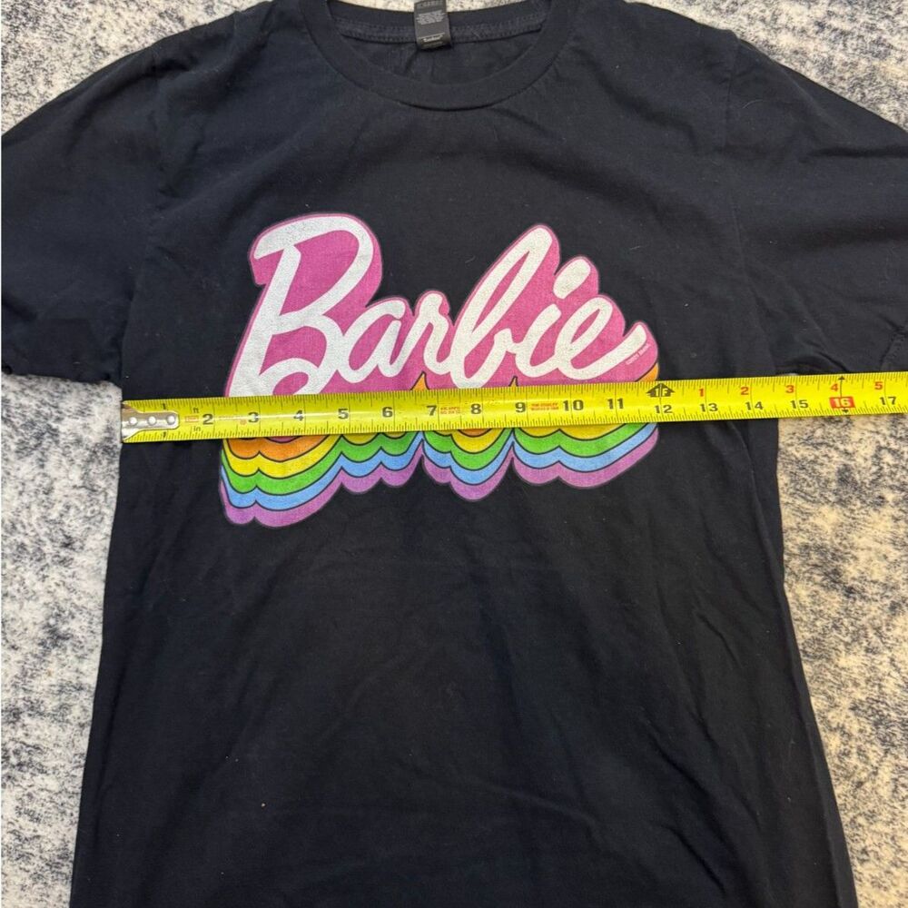 Barbie Womens S Black Rainbow Logo Graphic T-Shirt Short Sleeve Crew Neck Cotton - Picture 6 of 8